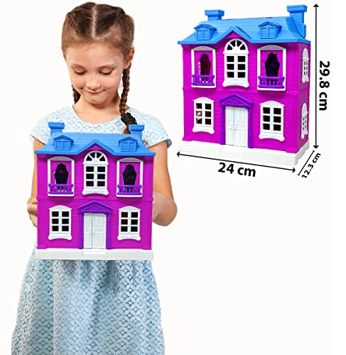 Image of Miniature Mart Battery Operated Doll House Toys for Girls with Furniture Set & Human Figures 40 Pc Set All Room Lighting Up Lights + 1 Small Size Car with Parking Space | Gift for Girls