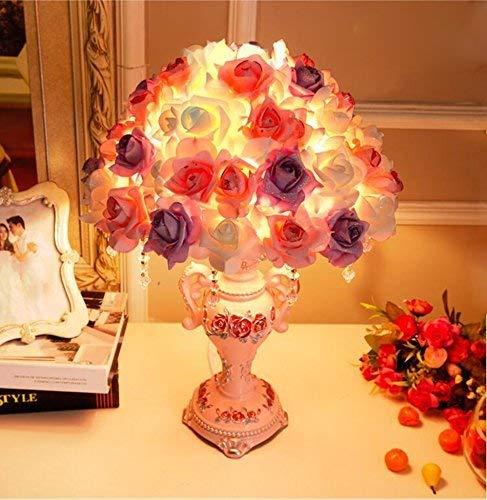 Lampe de chevet simple fleuriste E27 avec 5 roses colorées pour salon cosy