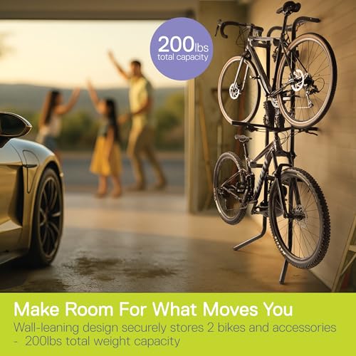 Image of Delta Cycle DeltaGravity Connect 2 Bike Storage Rack - Gravity Fully Adjustable Bike Storage Garage For Road, MTB, and Hybrid Bicycles - Vertical Bike Rack Holds Up To 200 lbs