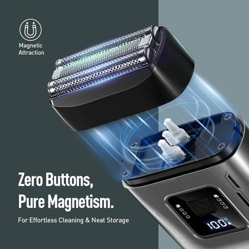Image of Electric Foil Shavers for Men: High-Speed 6000RPM Dual Heads (Foil + Trimmer) - USB-C Rechargeable & IPX7 Waterproof - LED Display, Travel-Friendly Cordless Shaver