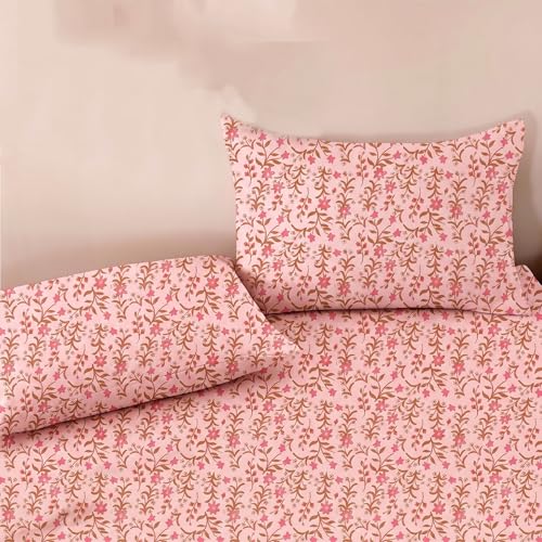 Image of Ishro Home Premium Bedsheet for Double Bed with 2 Pillow Covers - Cloud Cotton Bedsheet, Soft, Silky Smooth & Wrinkle Resistant, Luxury Printed Design (Flat Double Bed Size, Florence Bloom)