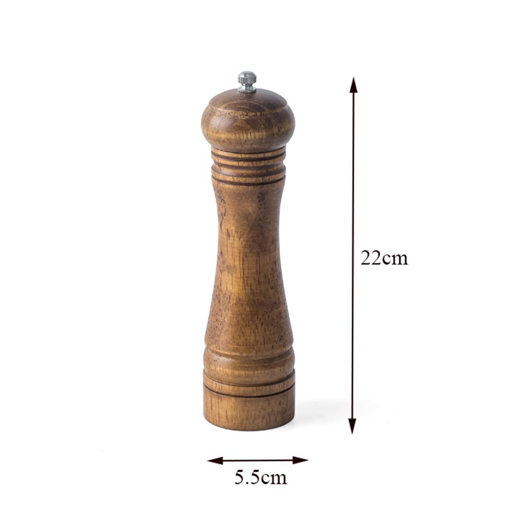 Młynek do soli i pieprzu, regulowany drewniany zestaw młynków do soli i pieprzu, ręczny młynek do soli i pieprzu z wirnikiem ceramicznym, 22 cm