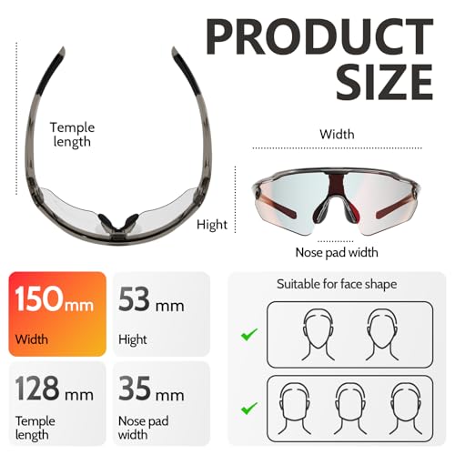 Image of Cycling Glasses, TR90 Unbreakable Frame Polarized Anti-UV400 Sports Sunglasses