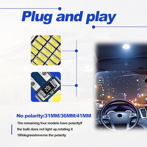 Kit de 42 luces LED interiores para auto, luz blanca miniatura 3