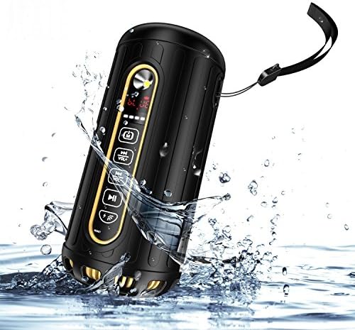 Aolaifo Waterproof Bluetooth Speaker, Portable Speaker with Richer Bass, 30 Hours Playtime, TF card and Power Bank, Perfect Speaker for Golf/Beach/Shower/Home (Black)