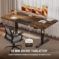 JUMMICO Höhenverstellbarer Schreibtisch 140x70 cm mit Kabelwanne & USB-A – Ansicht 8