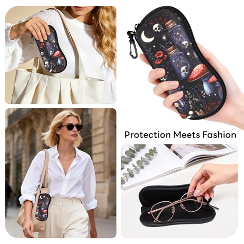 Image of Sunglasses Case with Belt Clip, Ultra Light Neoprene Zipper Soft Padded Glasses Case for Women Men