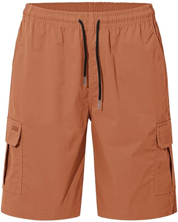 Mens Cargo Shorts Drawstring 9 inch Casual Elastic Waistband Summer with Pockets - Image 3