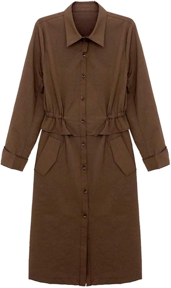 Amazon トレンチコート ロング丈 テロンチ 大きいサイズ スプリングコート レディース 40代 50代 春 アウター カジュアル ベルト付き 大きいサイズ 膝下 ジャケット 着やせ 入学式 通勤 ロング丈 防寒 シンプル 無地 コート ジャケット 通販