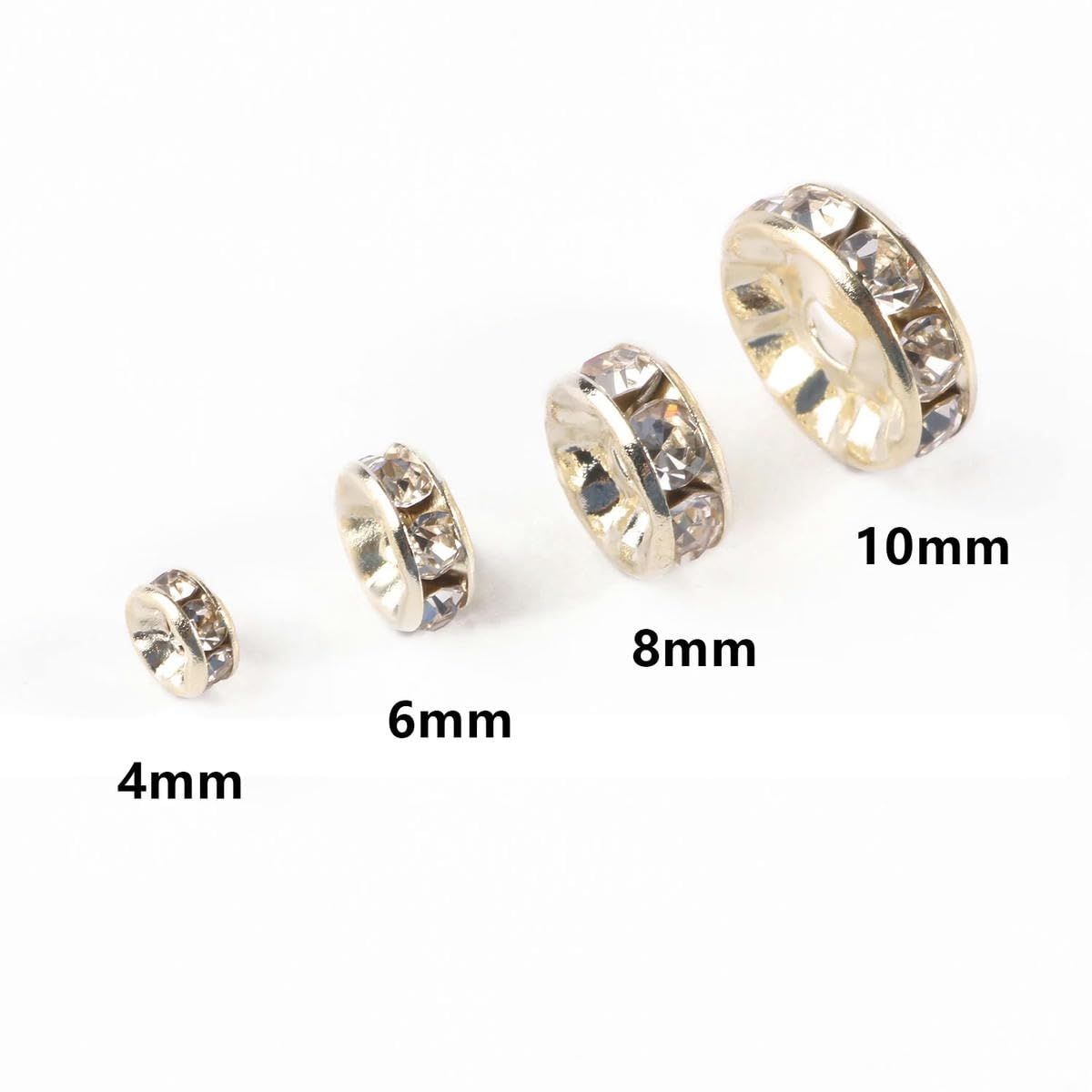 SAVITA 400 Perline Rondelle In Cristallo 8mm - Argento, Oro, Oro Rosa, Laser - Per Creazione Gioielli Fai-da-te - 3