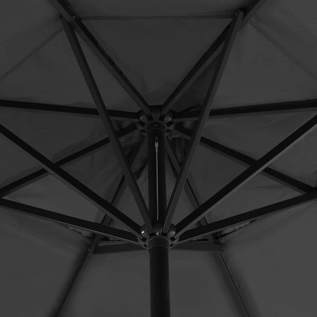 Parasol przeciwsłoneczny ze stojakiem, antracyt, średnica m, ochrona przed promieniowaniem UV, aluminiowa rama, korba, podstawa krzyżowa, przenośny stojak na parasol, do ogrodu, na taras, na