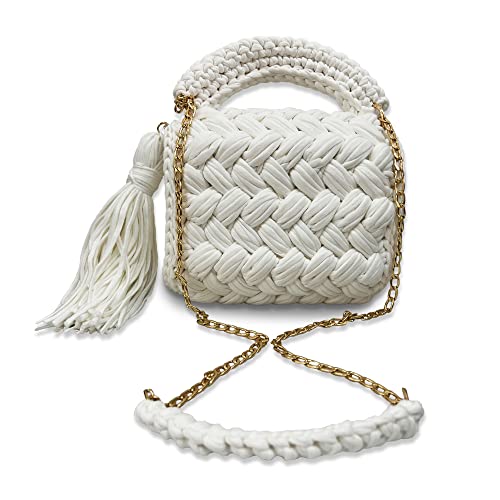 Image of Evening Clutch Bag for Women, Handmade Crochet Wedding Party Purse, Small Flap Formal Crossbody Handbag Evening Clutch
