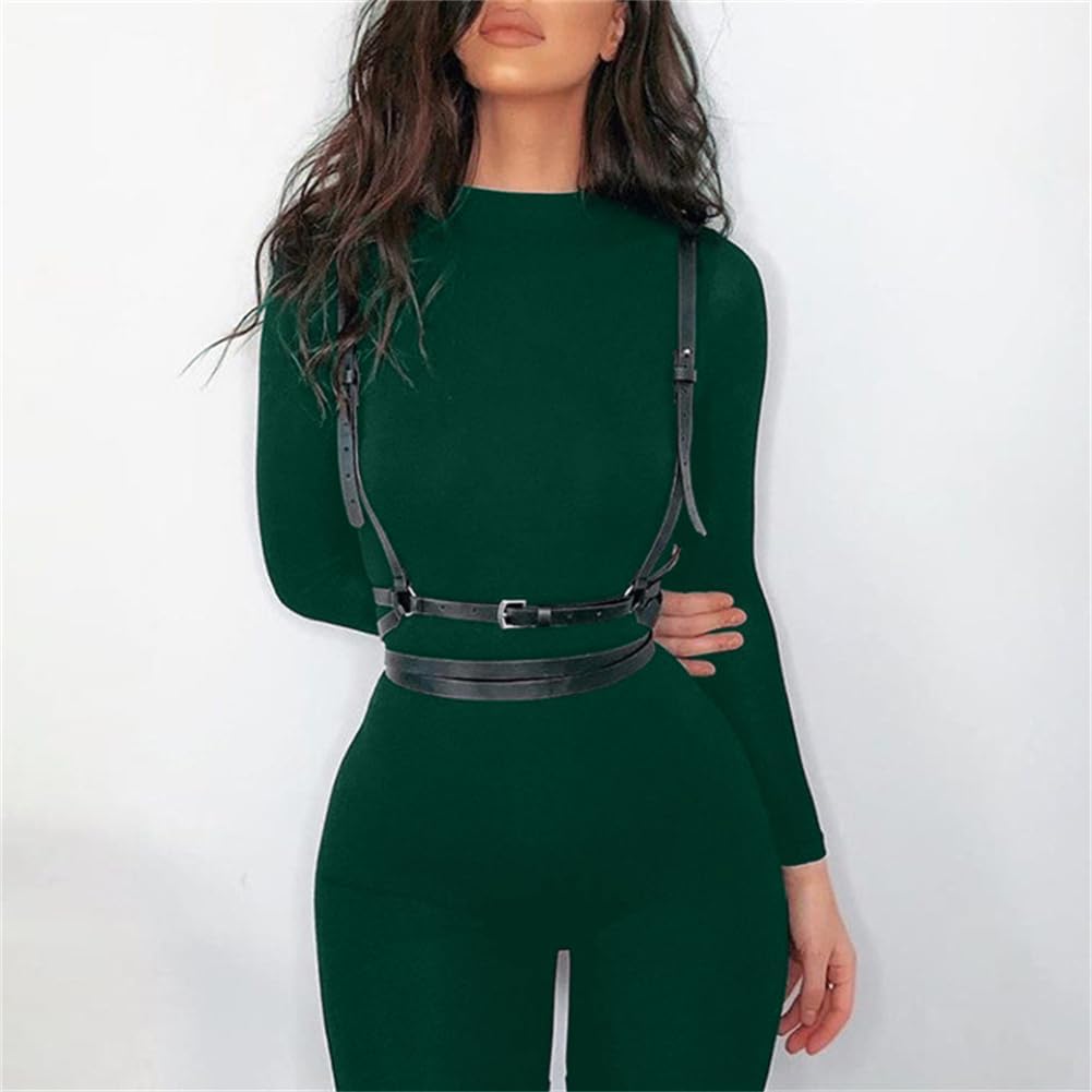 ECHOINE Long Sleeve Jumpsuit For Women Sexy Round Neck Back Zipper Bodycon Long Romper Clubwear - Image 4