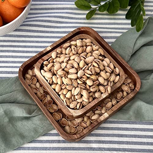Penko Acacia Pistachio Snack Bowl Double Dish Holder Bowl Pedestal And Sunflower Seed Nut Bowl With Shell Storage #TOP2