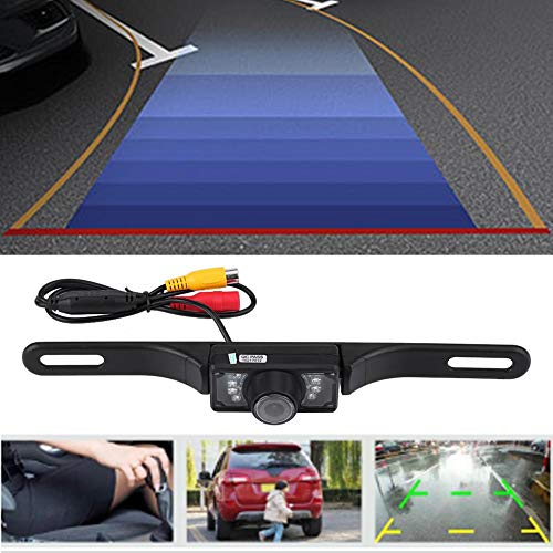 Image of Car Backup Camera, 140 Degree Wide View Angle, 7 LED Lights, IP67 /68, License Plate Reverse Parking Camera, Black