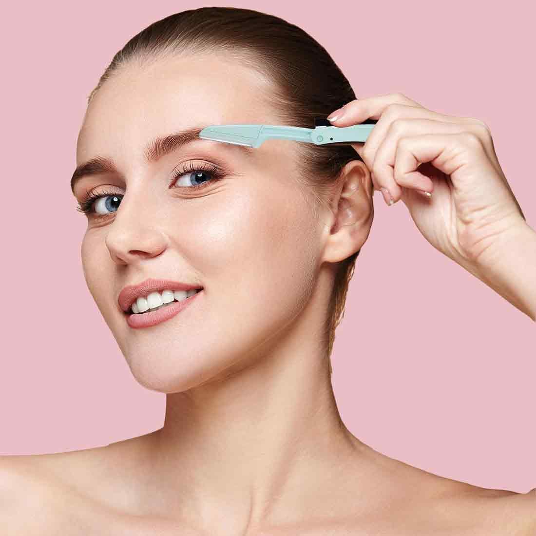 3 Pezzi Pieghevole Rasoio per Sopracciglia per Donna e Uomo, Rasoio di Sicurezza, Depilazione Rasoio Viso, Formato Riutilizzabile, Portatile