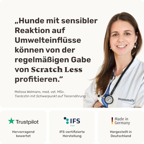 7-in-1 Hanföl-Leckerli für Hunde - Scratch Less 120 Snacks (350g) von mammaly - mit Zink, Bierhefe, PEA - kann Deinem Hund bei saisonalen & ganzjährigen Allergien und Juckreiz unterst.
