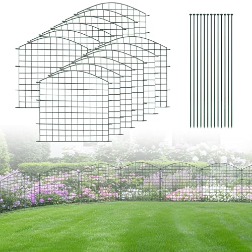 SERdeerCH Metall Teichzaun:12 Gartenzaun+13 Stäbe 71*78cm Metall Drahtzaun mit grüner Oberflächenbeschichtung stabil schnelle Installation robust und sicher für den Garten Haustiere halten(8 52m)