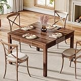 Tribesigns Square Dining Table with 4 Drawers, Wood Dining Table with Solid Wood Legs, Rustic Small Square Kitchen Table for 4 People
