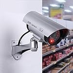 Equay-Fake-Security-Camera-Dummy-CCTV-Surveillance-System-with-Realistic-Red-Flashing-Lights-and-Warning-Sticker-1-Silver