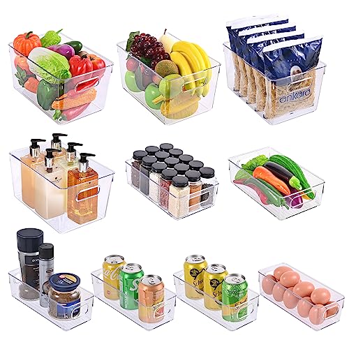 Organizadores Nevera Transparentes para Armarios, Revivoer 10 Piezas Cajas Organizadoras para Almacenaje Cocina, Contenedor de Almacenamiento
