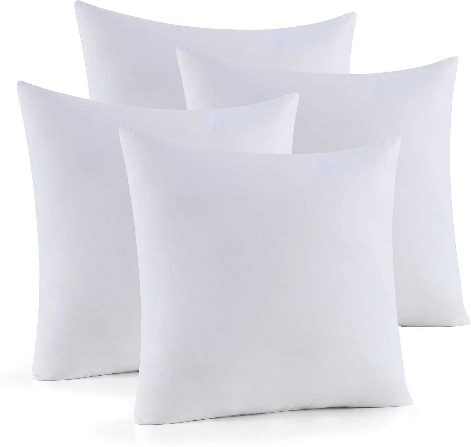 18x18 Pillow Inserts – Plush Throw Pillow Filler for Couch, Patio, Bed, Floor, Dorm Room, Travel Cushion, Boho Decor & Office Use – Supportive Polyester Insert for Seasonal or Everyday Styling, 4 Pack