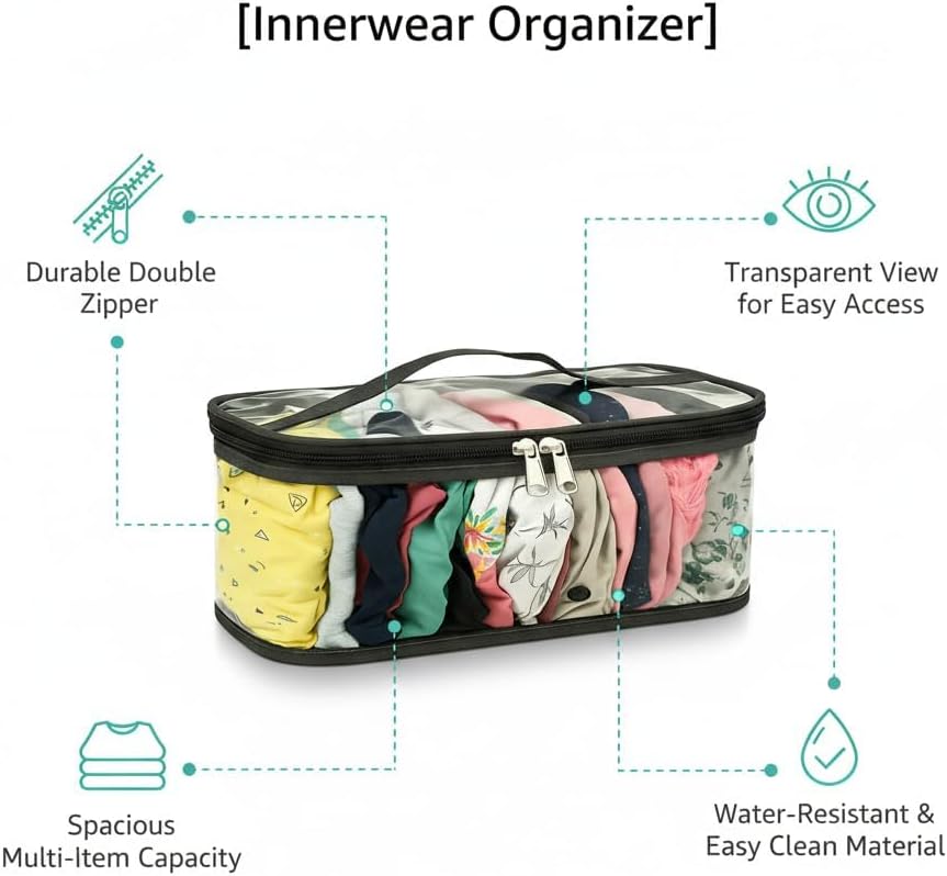 Wardrobe Organizer Set of 4, Fabric Drawer Organizers for Underwear, Leggings, Dupatta & Clothes, Foldable Storage Bags for Closet & Wardrobe (Space Saver)