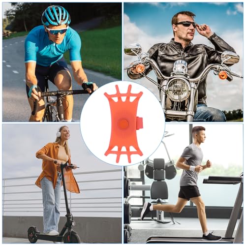 Image of PATIKIL 2Pcs Bike Phone Mount, 360 Rotation Silicone Motorcycle Phone Holder for 3 inch- 6.5 inch Phones Adjustable Phone Mount for Motorcycle Bicycle Electric Scooter, Orange