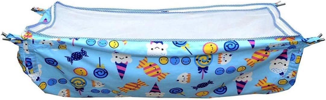 CUTEABLY Soft Cloth Baby Swing, Cradle Cover, Ghodiyu, Khoya, Palana, Hammock with Mosquito Net (Blue, Heavy Cotton)
