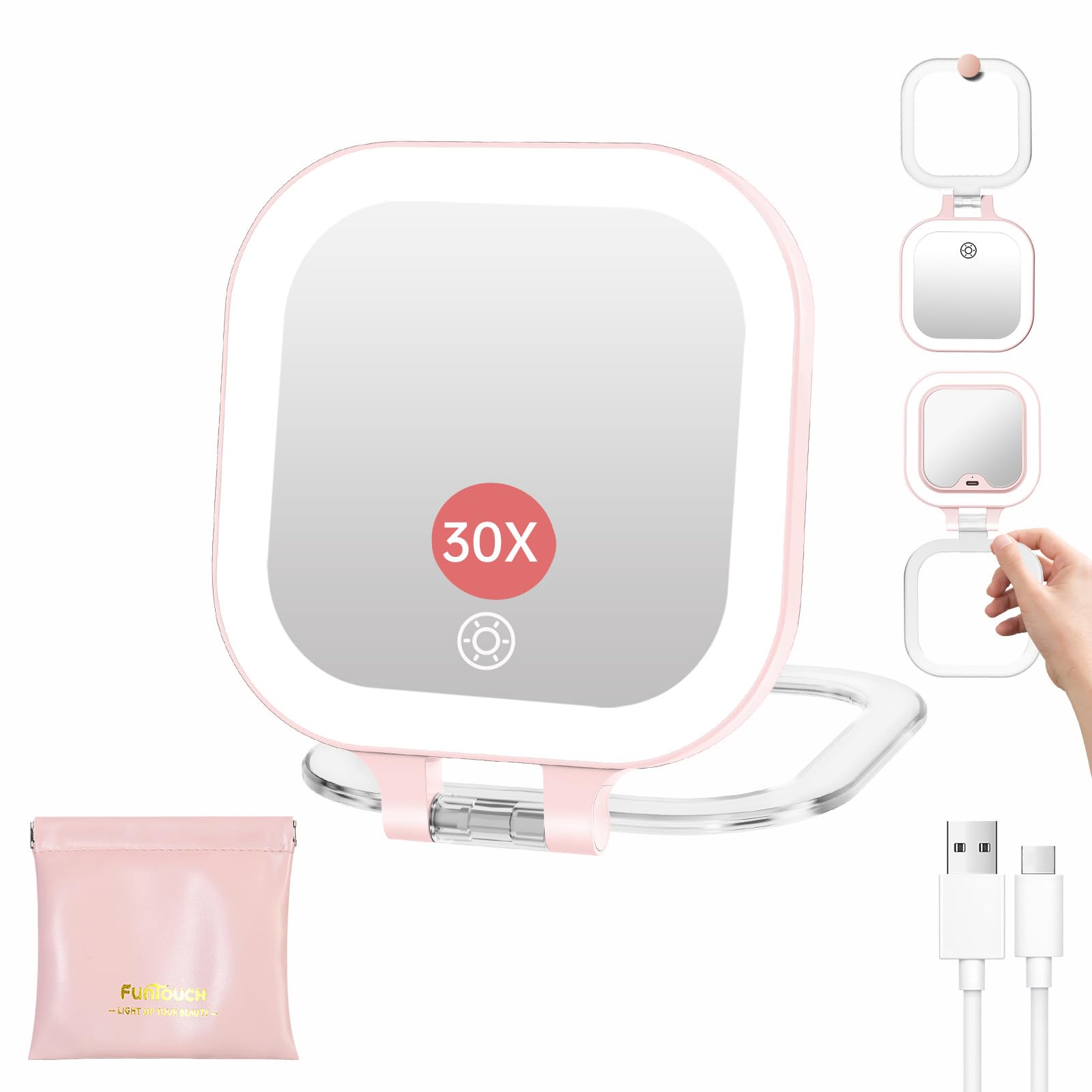 Miroir de maquillage de voyage compact réglable : finie la mauvaise lumière en déplacement