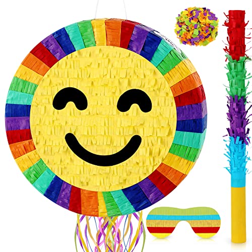 Small Smile Face Pinata Birthday Party Pinata With Wooden Stick Paper Blindfold Confetti Set For Kids Boys Girls Party Supplies #TOP23