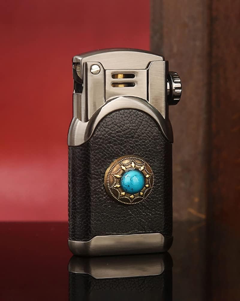 Kerosene Lighter Embossed Retro Windproof Reusable Collection-Decor-Gift (Yellow)