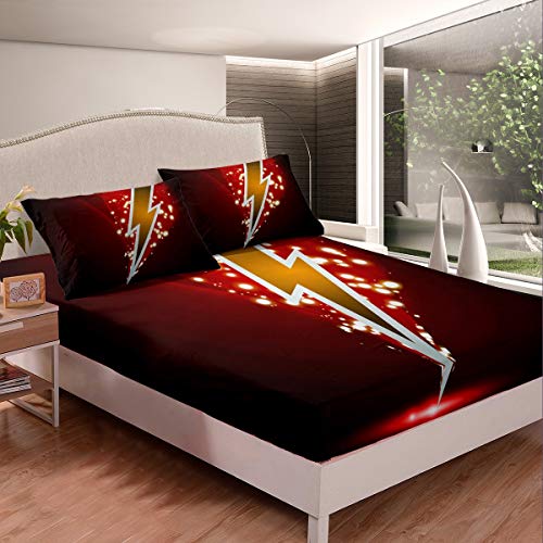 Castle Fairy Flash Red Yellow Fitted Sheet Queen Natural Wonder Children Adult Sheet Fitted Soft And Luxury Bedding Set Collection Sheet Bed Quilt All Around Elastic Deep Pocket 3Pcs #TOP15