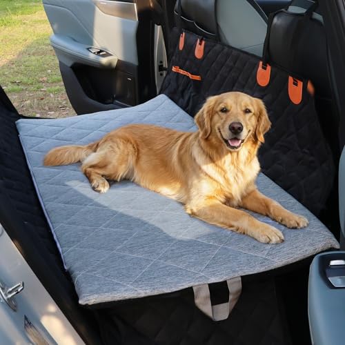 JoyBlooms Dog Bed for Car Back Seat, Dog Cooling Mat with 1.1in/2.8cm Thick Foam, Cooling Anti-Slip Washable Back Seat Pet Bed, 51.6in x 22.6in Fit on Backseat Extenders of SUVs and Small Trucks,Gray