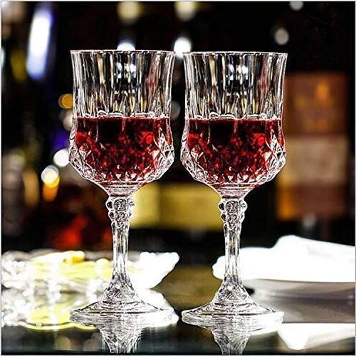 Image of Italian Style Classic White or Red Wine Glasses 230 ml Premium Crystal Clear Diamond Cut Glass | Perfect for Cocktail, Brandy, Mocktail, Champagne Set of (Big cry 250 ml$, 8)