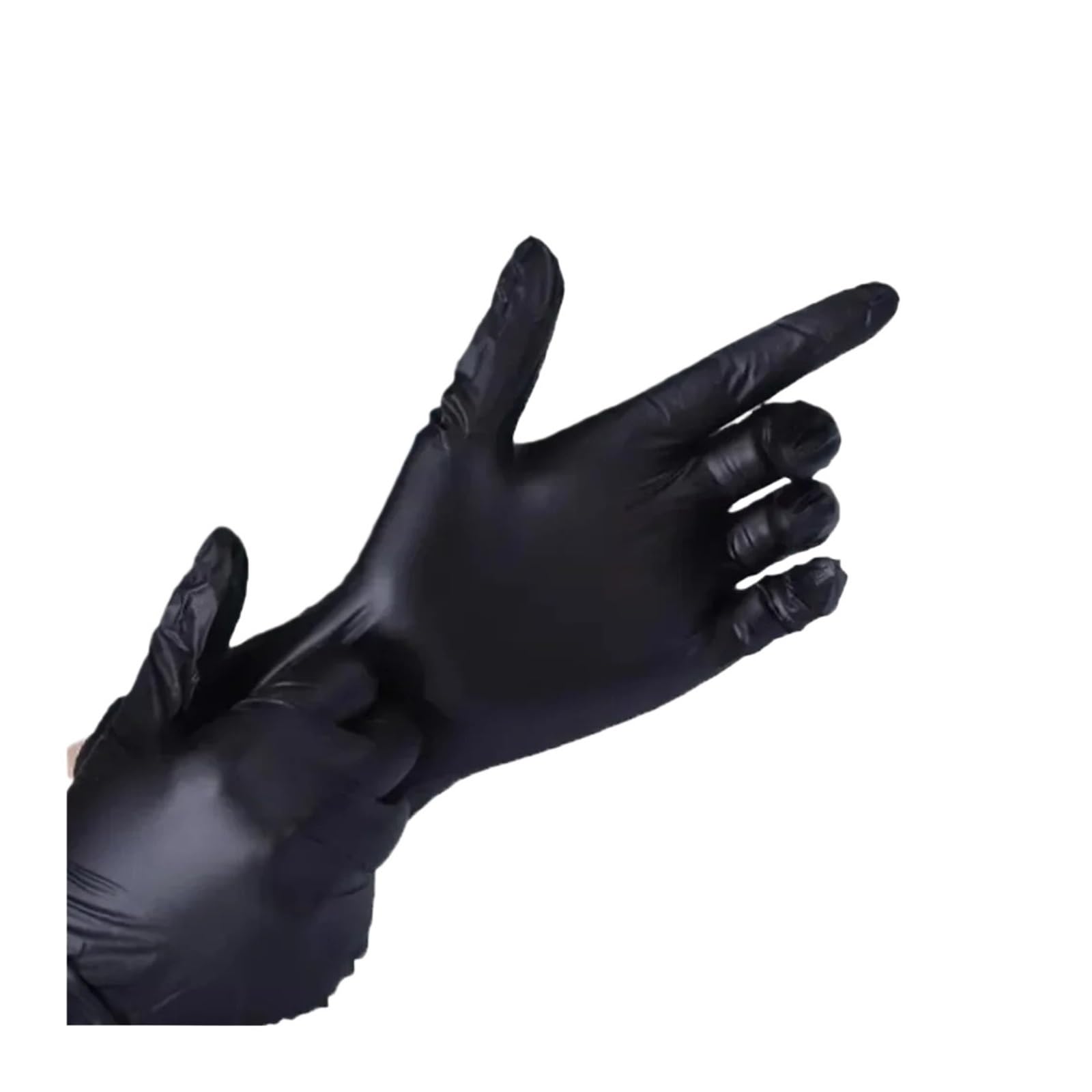S/M/L/XL Schwarz PVC Nitril Einweg-Reinigungshandschuhe Wasserdicht Küche Tattoo Friseur(200 PCS,M-23x10cm)