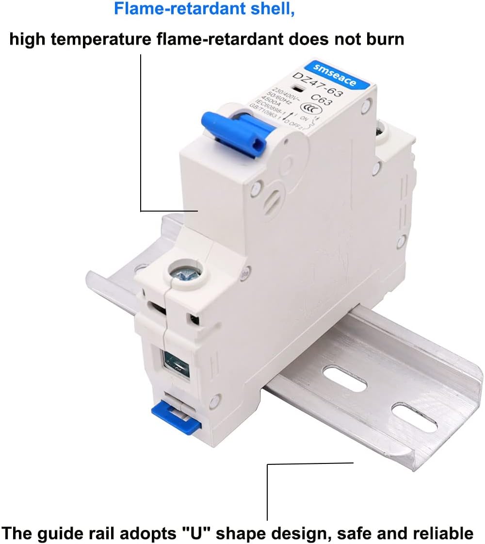 smseace Miniature Circuit Breaker Low Voltage AC 20A 230/400V 1 Pole DIN Rail Installation DZ47-63 C20 - 