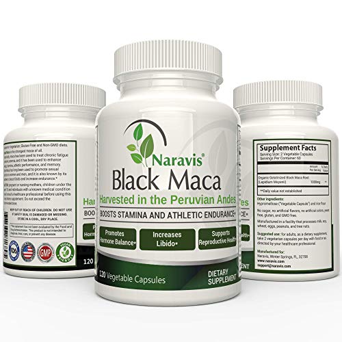 Naravis Black Maca 1000Mg - 120 Veggie Capsules - Keto Friendly - Boost Energy & Endurance - Promote Skin & Bone Health - Non-Gmo & Gluten-Free Supplement For Optimal Well-Being #TOP6