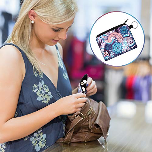 Boao 10 Pieces Small Coin Purse For Women Bulk Boho Change Purse Mini Pouches Wallet Coin Bag With Zipper For Women Girls (Exotic Flower Print, 4.52 X 3.74 Inch) #TOP3