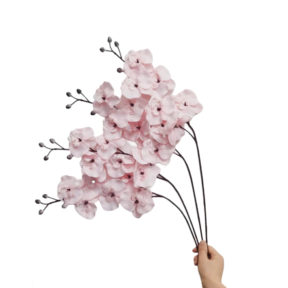 Artificial Orchid Stems Set of 4,30" Dancing Orchid,False Phalaenopsis,Silk Plants Picks Orchid for Christmas Flower Arrangements Wreaths,Wedding Table Centerpiece (Peach Pink)
