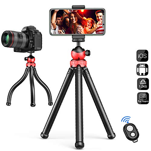 Updated 2020 Version Cell Phone Tripod Stand, Portable Flexible Camera Tripods Mount,