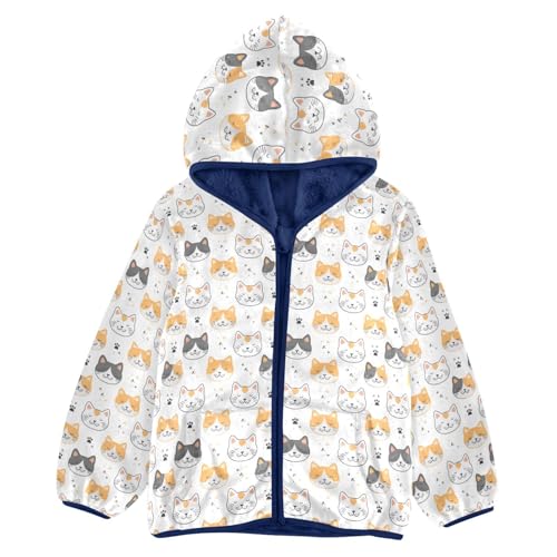 Cute Cats Boys Fleece Coat,Children's Zip-Up Hoodie Jacket,Baby Warm Fashion Outerwear 3-10T,A113429