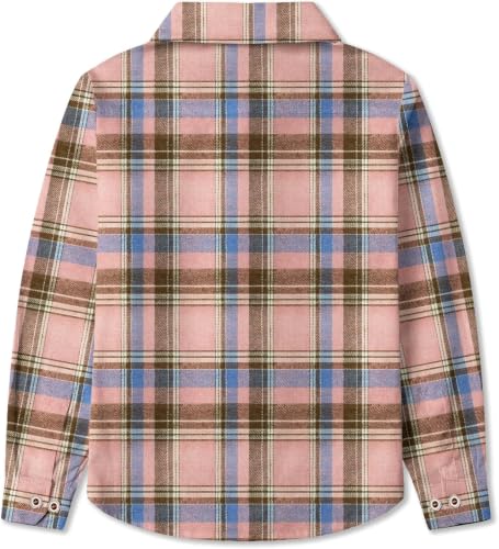 Image of SELINK Girls Long Sleeve Flannel Buffalo Plaid Button Down Shirt