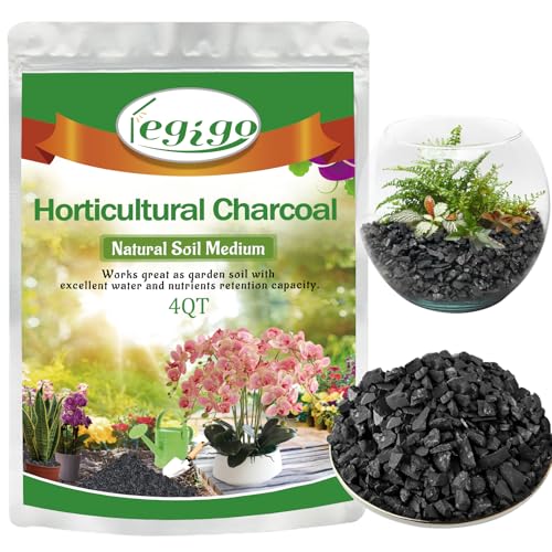 Legigo 4QT All Natural Horticultural Charcoal- Activated Hardwood Plant Charcoal for Soil Amendment, Conditioning Bonsai Soil, Succulent, Terrarium Supplies, Indoor Plant Potting Soil