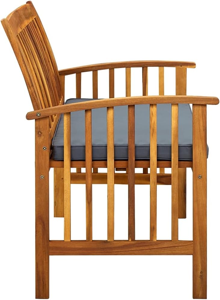 Patio Bench with Cushion,Outdoor Bench,Garden Bench,Porch Chair,Park Bench,Lounge Bench,Comfortable Bench,Featuring Slatted Design, for Porch,Courtyard,Garden,Park,Backyard,46.9" Solid Acacia Wood