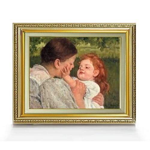 Amazon.co.jp: メアリー・カサット 母の愛撫 F6 油絵直筆仕上げ｜ 絵画