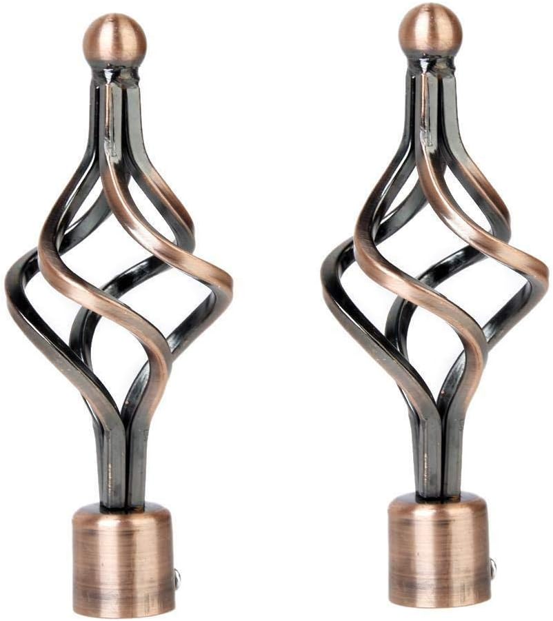 Window Treatments & Hardware Pair of Assorted Window Curtain Rod Ends Drape Pole Rail Finals Fit Dia. 22/28mm - (Color:#1 Copper Twist 22mm)