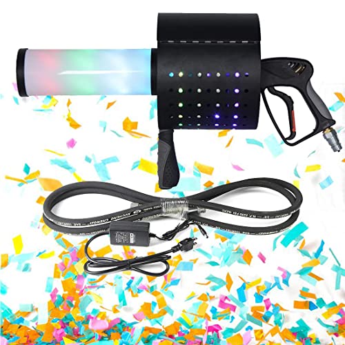 Pistola De Co2 Led 2 En 1 Y Cañnón De Confeti, Tirador De Confeti De Máquina De Humo, Regalo De Boda para Interiores Y Exteriores, con Una Tubería De Gas De 3 M