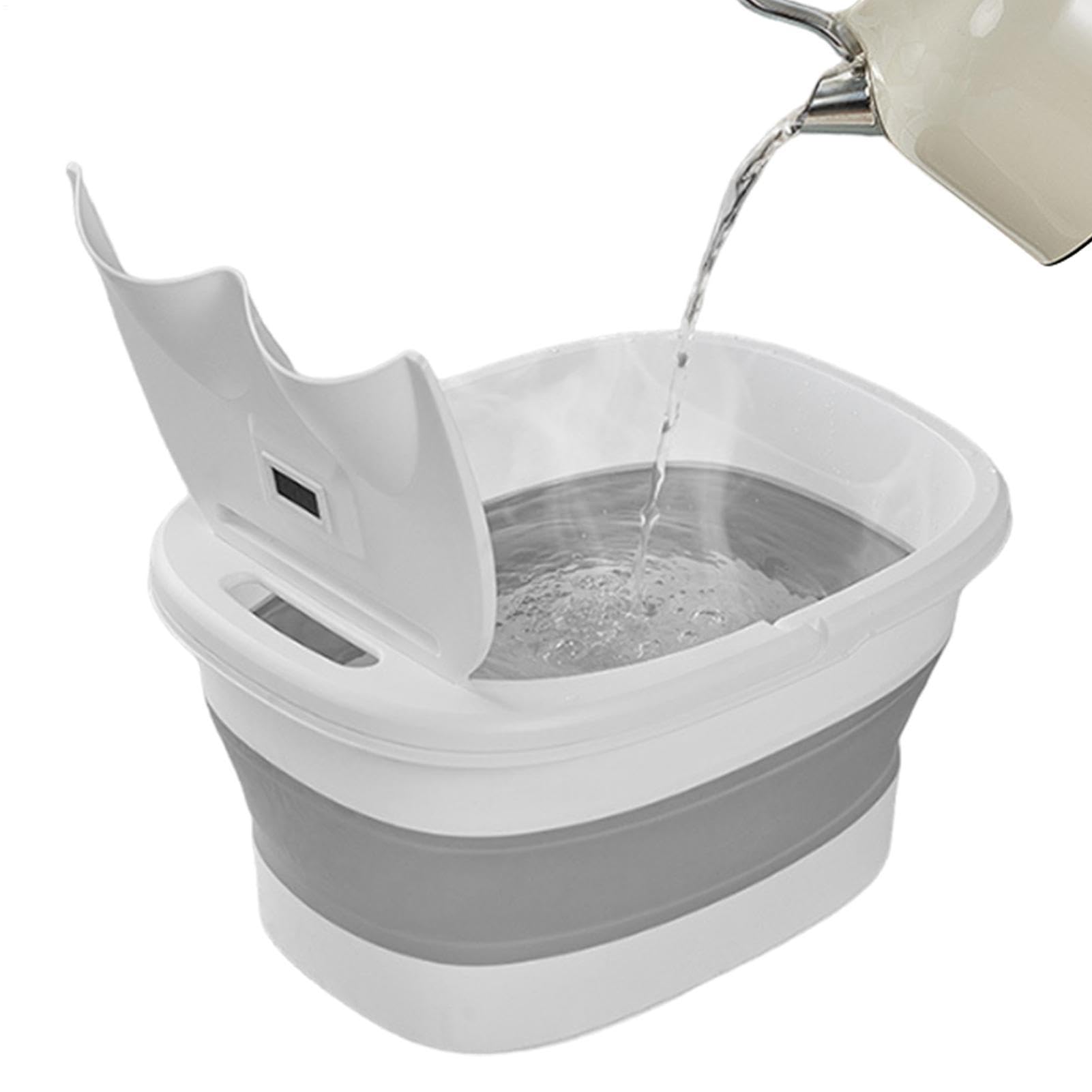 Foldable Foot Bath Basin - Foot Soak Tub with Lid, Massage Rollers & Phone Holder | Portable Feet Spa Bucket with Non-Slip Bottom for Pedicure, Relaxation, Tired Feet Relief, Home Travel, Camping