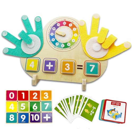 Image of Preschool Learning Toys for Toddlers, Montessori Toys for 3-5 Year Old Educational Math Manipulatives Number Counting Blocks for Kids,Homeschool Supplies Boys Girls Birthday Gifts (Clock-Finger)